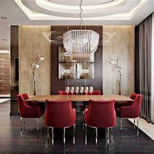 Dining Table and Red chairs
